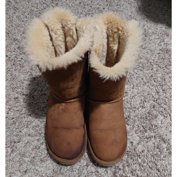 UGG metro short bow Chestnut Boots SZ 6 - Picture 5 of 14